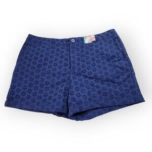 Faded Glory Size 16 Blue Eyelet Chino Short Vacations Resort Cruise Spring Break